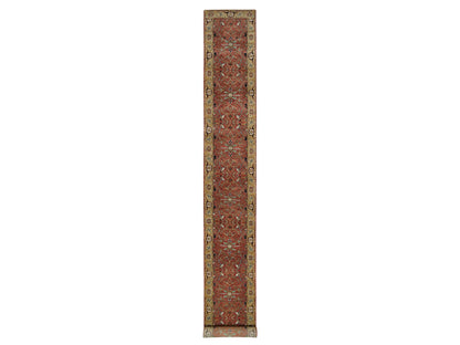 Heriz Heriz hand-knotted wool runner in Red & Gold, 2'6" x 20' — SKU O090093