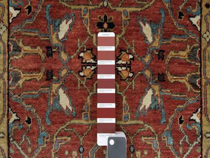 Heriz Heriz hand-knotted wool runner in Red & Gold, 2'6" x 20' — SKU O090093 (view 4)