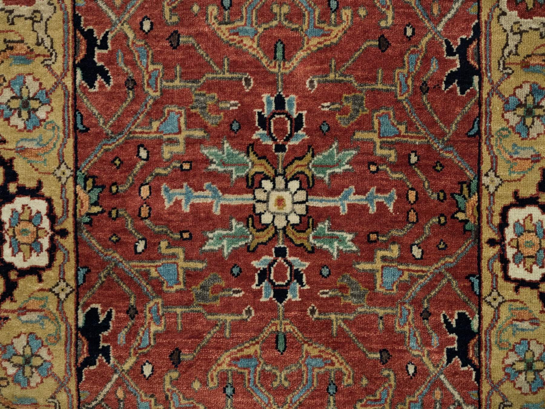 Heriz Heriz hand-knotted wool runner in Red & Gold, 2'6" x 20' — SKU O090093 (view 5)