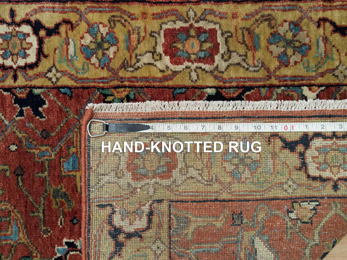 Heriz Heriz hand-knotted wool runner in Red & Gold, 2'6" x 20' — SKU O090093 (view 8)