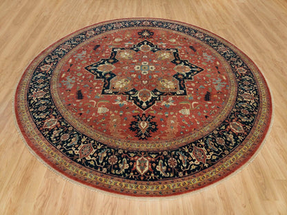 Heriz Heriz hand-knotted wool rug in Red & Blue, 11'10" x 11'10" — SKU O090102 (view 2)