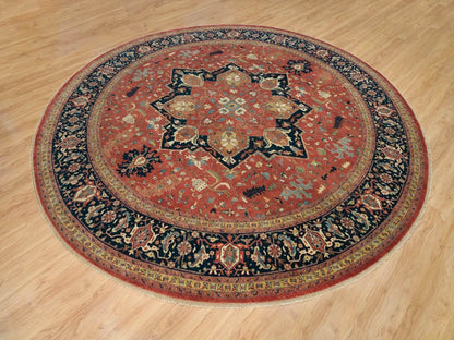 Red 11'10" x 11'10" Traditional Hand knotted Wool Rug - Sku: O090102
