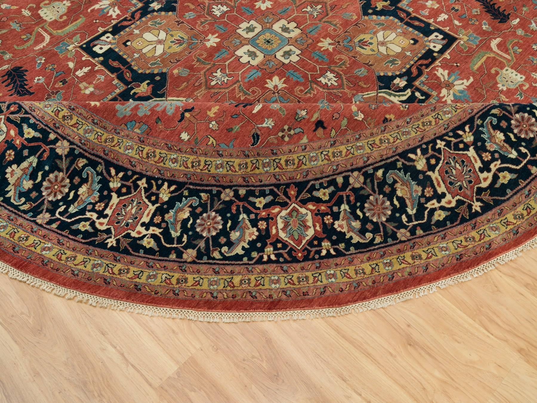 Heriz Heriz hand-knotted wool rug in Red & Blue, 11'10" x 11'10" — SKU O090102 (view 6)
