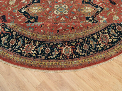 Heriz Heriz hand-knotted wool rug in Red & Blue, 11'10" x 11'10" — SKU O090102 (view 6)