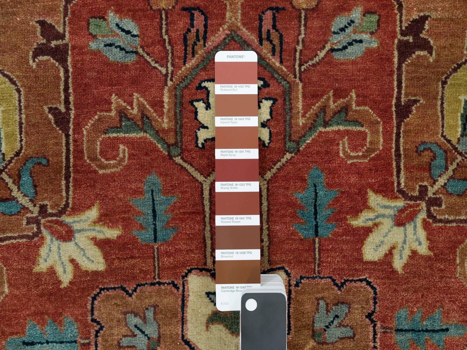 Heriz Heriz hand-knotted wool rug in Red & Blue, 11'10" x 11'10" — SKU O090102 (view 7)