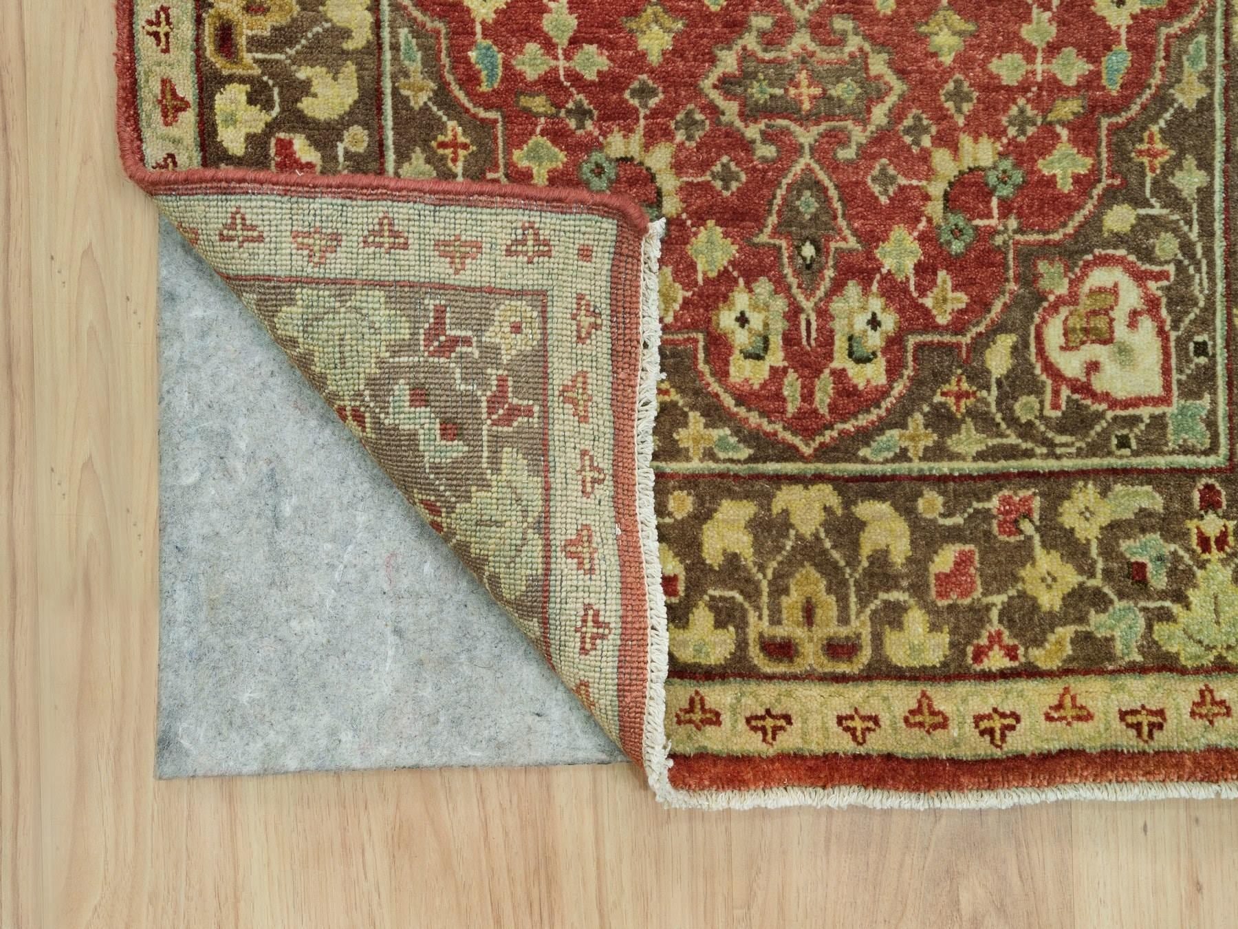 Tabriz Fine Oriental hand-knotted wool runner in Red & Brown, 2'7" x 18' — SKU O090107 (view 3)