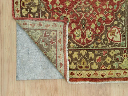 Tabriz Fine Oriental hand-knotted wool runner in Red & Brown, 2'7" x 18' — SKU O090107 (view 3)