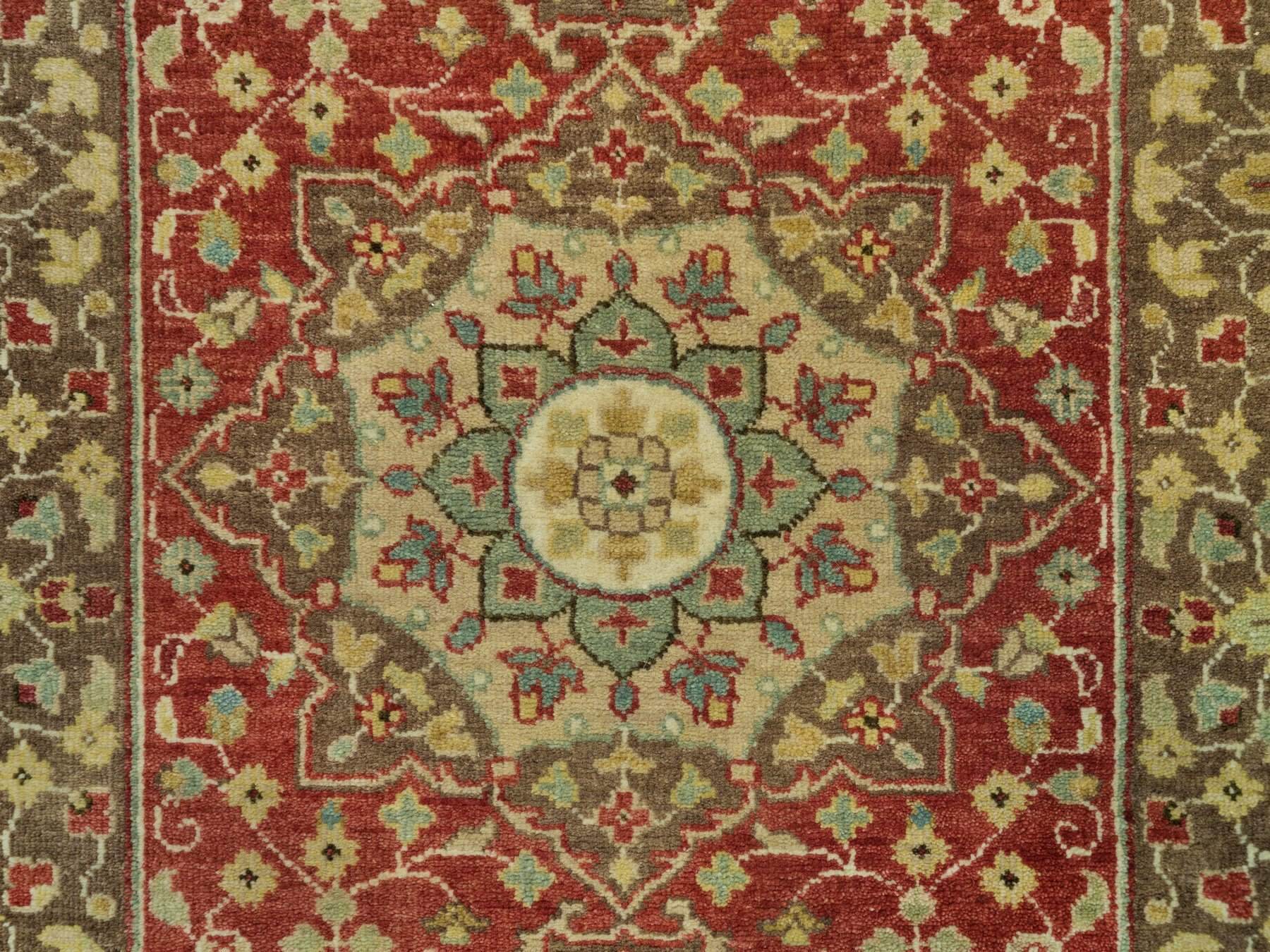 Tabriz Fine Oriental hand-knotted wool runner in Red & Brown, 2'7" x 18' — SKU O090107 (view 5)