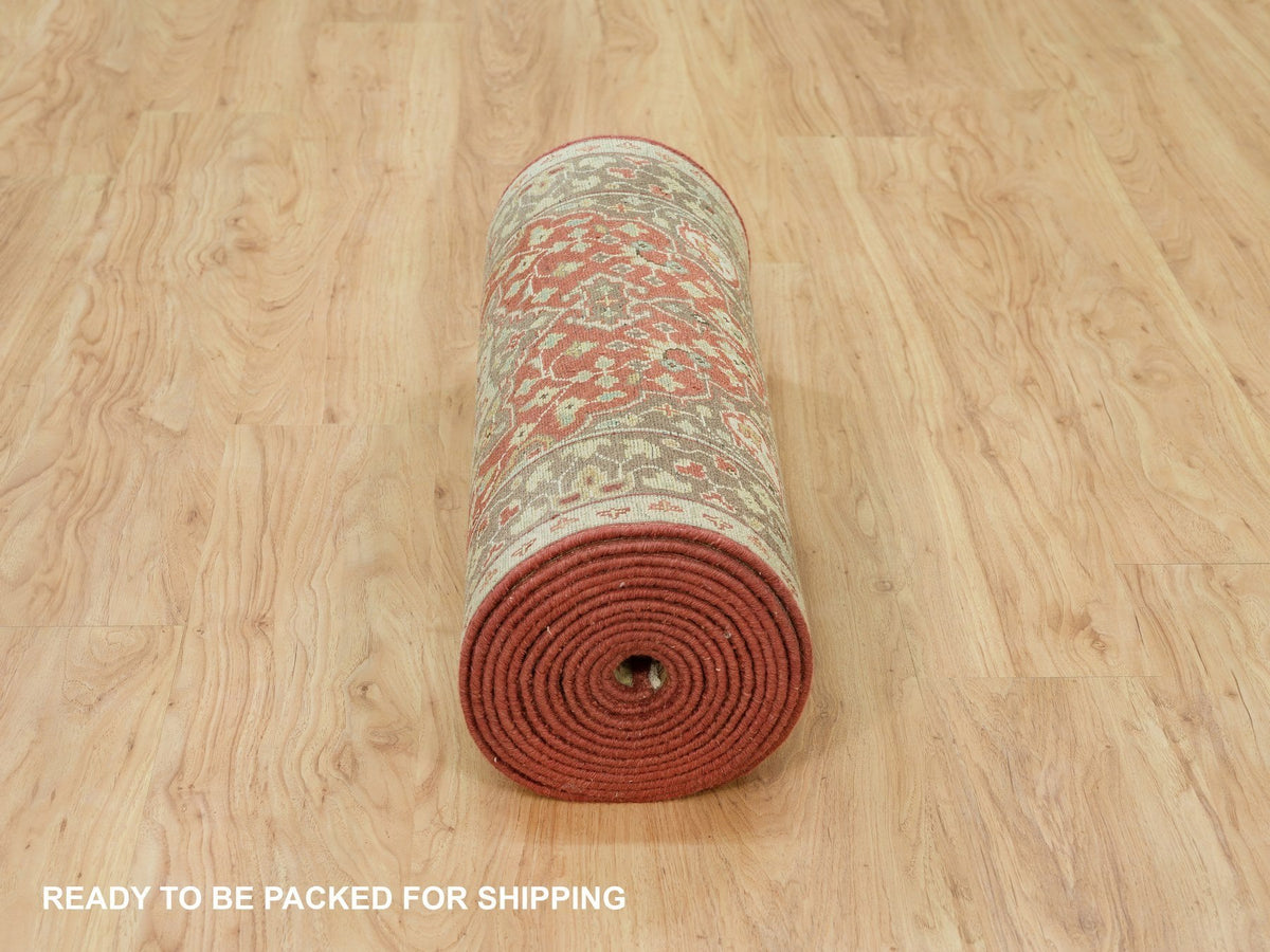 Tabriz Fine Oriental hand-knotted wool runner in Red & Brown, 2'7" x 18' — SKU O090107 (view 6)