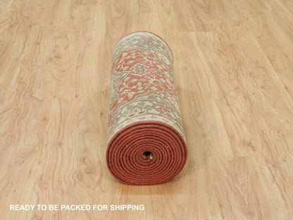 Tabriz Fine Oriental hand-knotted wool runner in Red & Brown, 2'7" x 18' — SKU O090107 (view 6)