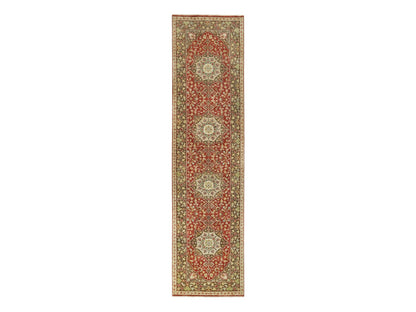 Tabriz Fine Oriental hand-knotted wool runner in Red & Brown, 2'6" x 10'1" — SKU O090113