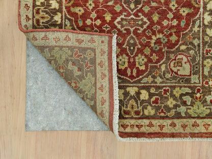 Tabriz Fine Oriental hand-knotted wool runner in Red & Brown, 2'6" x 10'1" — SKU O090113 (view 3)