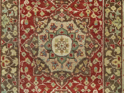 Tabriz Fine Oriental hand-knotted wool runner in Red & Brown, 2'6" x 10'1" — SKU O090113 (view 5)