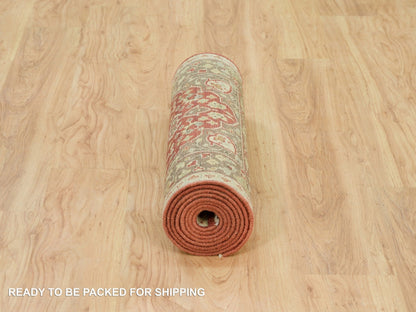 Tabriz Fine Oriental hand-knotted wool runner in Red & Brown, 2'6" x 10'1" — SKU O090113 (view 6)