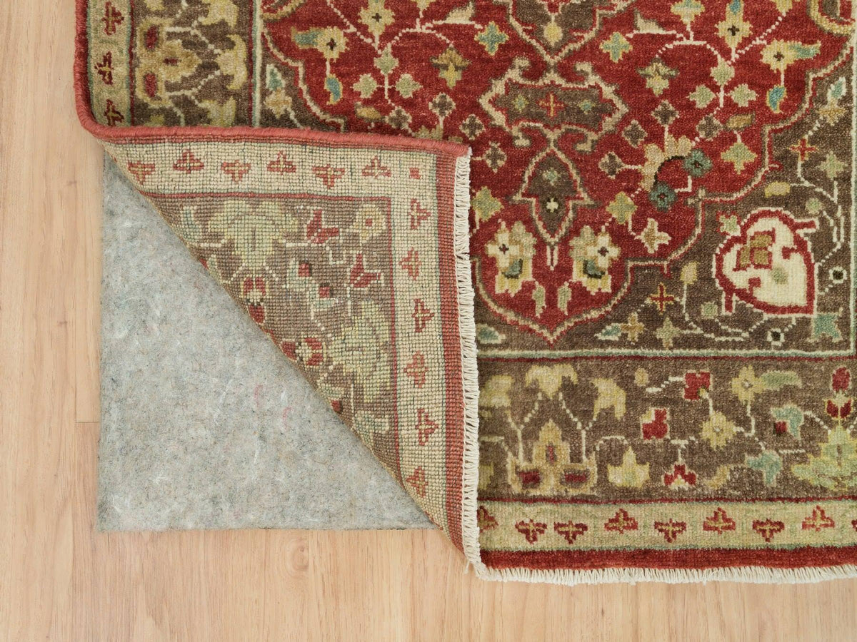 Tabriz Fine Oriental hand-knotted wool runner in Red & Brown, 2'7" x 22' — SKU O090116 (view 3)