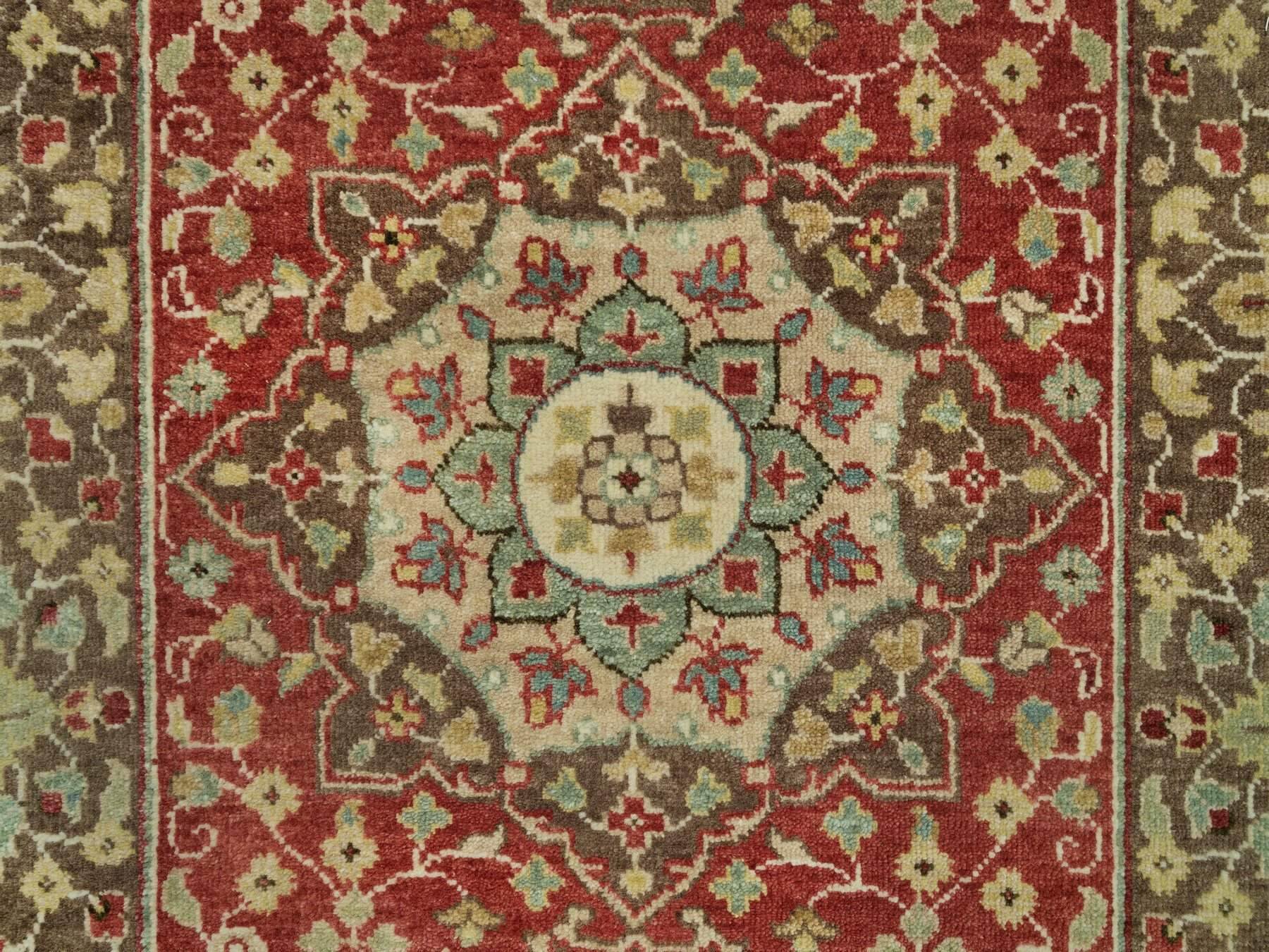 Tabriz Fine Oriental hand-knotted wool runner in Red & Brown, 2'7" x 22' — SKU O090116 (view 5)