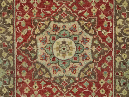 Tabriz Fine Oriental hand-knotted wool runner in Red & Brown, 2'7" x 22' — SKU O090116 (view 5)