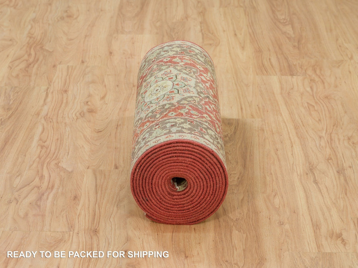 Tabriz Fine Oriental hand-knotted wool runner in Red & Brown, 2'7" x 22' — SKU O090116 (view 6)