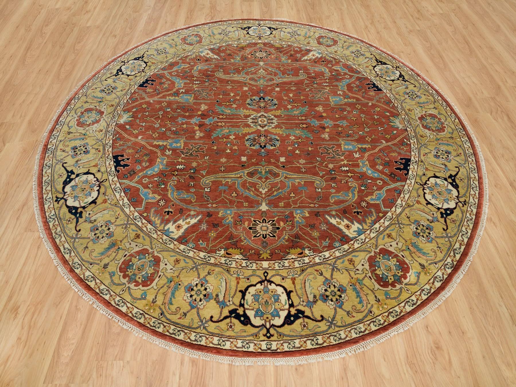Heriz Heriz hand-knotted wool rug in Red & Gold, 10' x 10' — SKU O090117 (view 2)