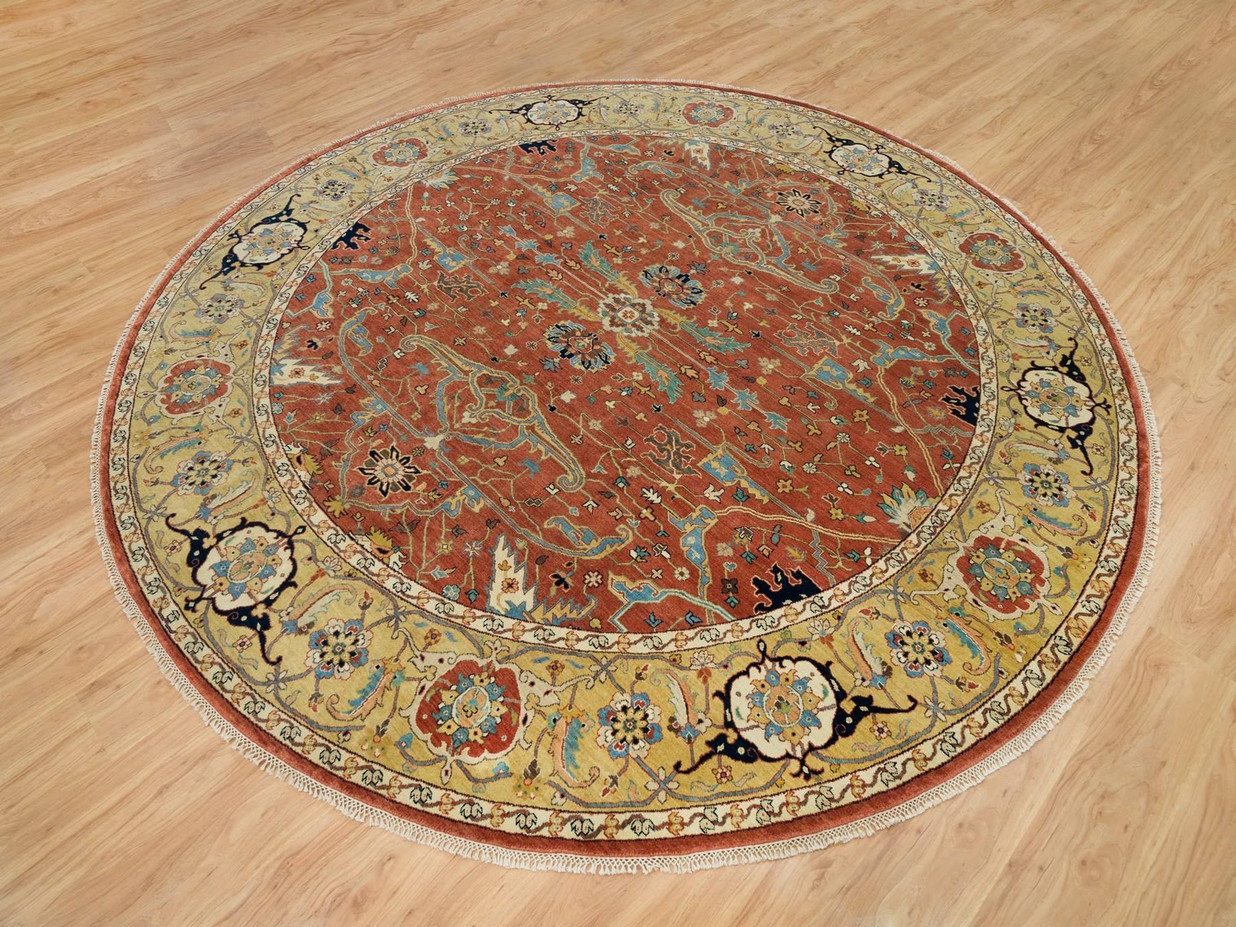 Heriz Heriz hand-knotted wool rug in Red & Gold, 10' x 10' — SKU O090117 (view 3)