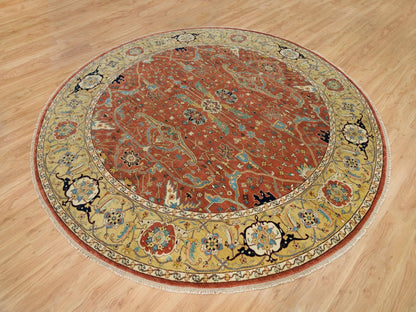 Heriz Heriz hand-knotted wool rug in Red & Gold, 10' x 10' — SKU O090117 (view 3)