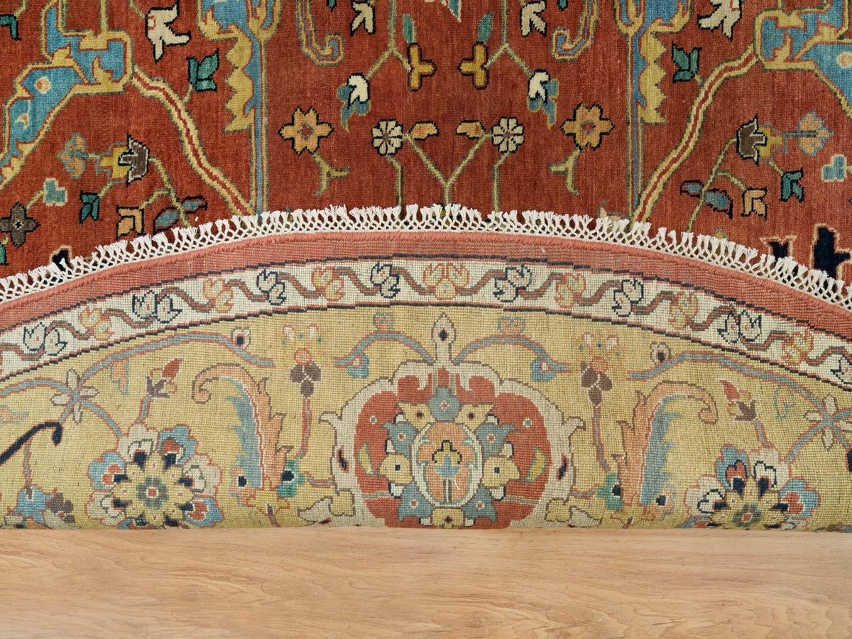 Heriz Heriz hand-knotted wool rug in Red & Gold, 10' x 10' — SKU O090117 (view 4)