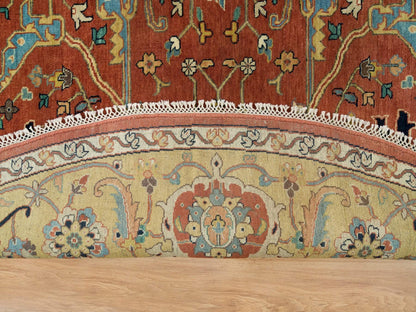 Heriz Heriz hand-knotted wool rug in Red & Gold, 10' x 10' — SKU O090117 (view 4)