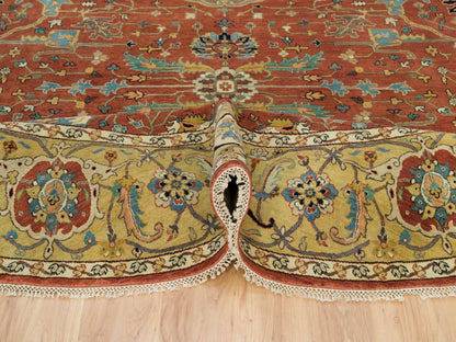 Heriz Heriz hand-knotted wool rug in Red & Gold, 10' x 10' — SKU O090117 (view 5)