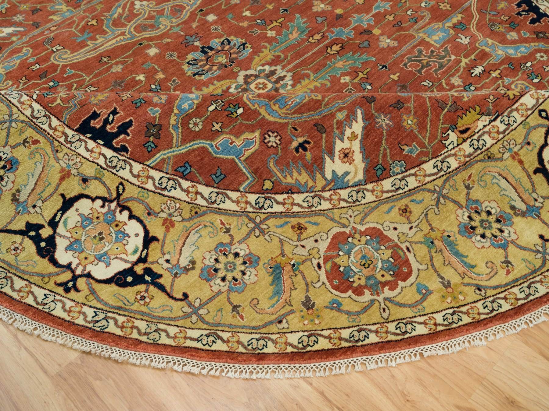 Heriz Heriz hand-knotted wool rug in Red & Gold, 10' x 10' — SKU O090117 (view 6)