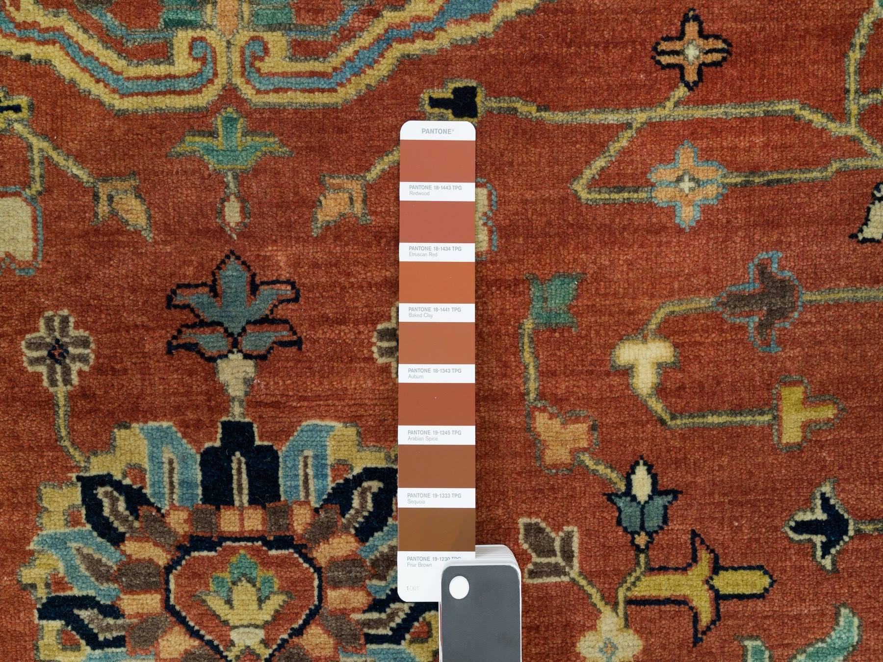 Heriz Heriz hand-knotted wool rug in Red & Gold, 10' x 10' — SKU O090117 (view 7)
