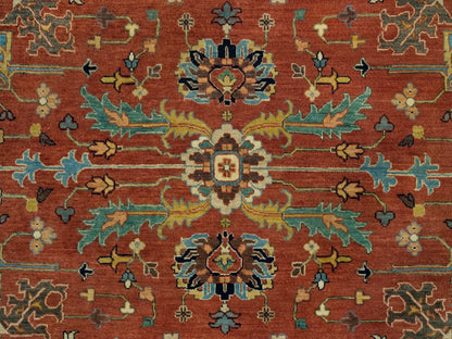 Heriz Heriz hand-knotted wool rug in Red & Gold, 10' x 10' — SKU O090117 (view 8)