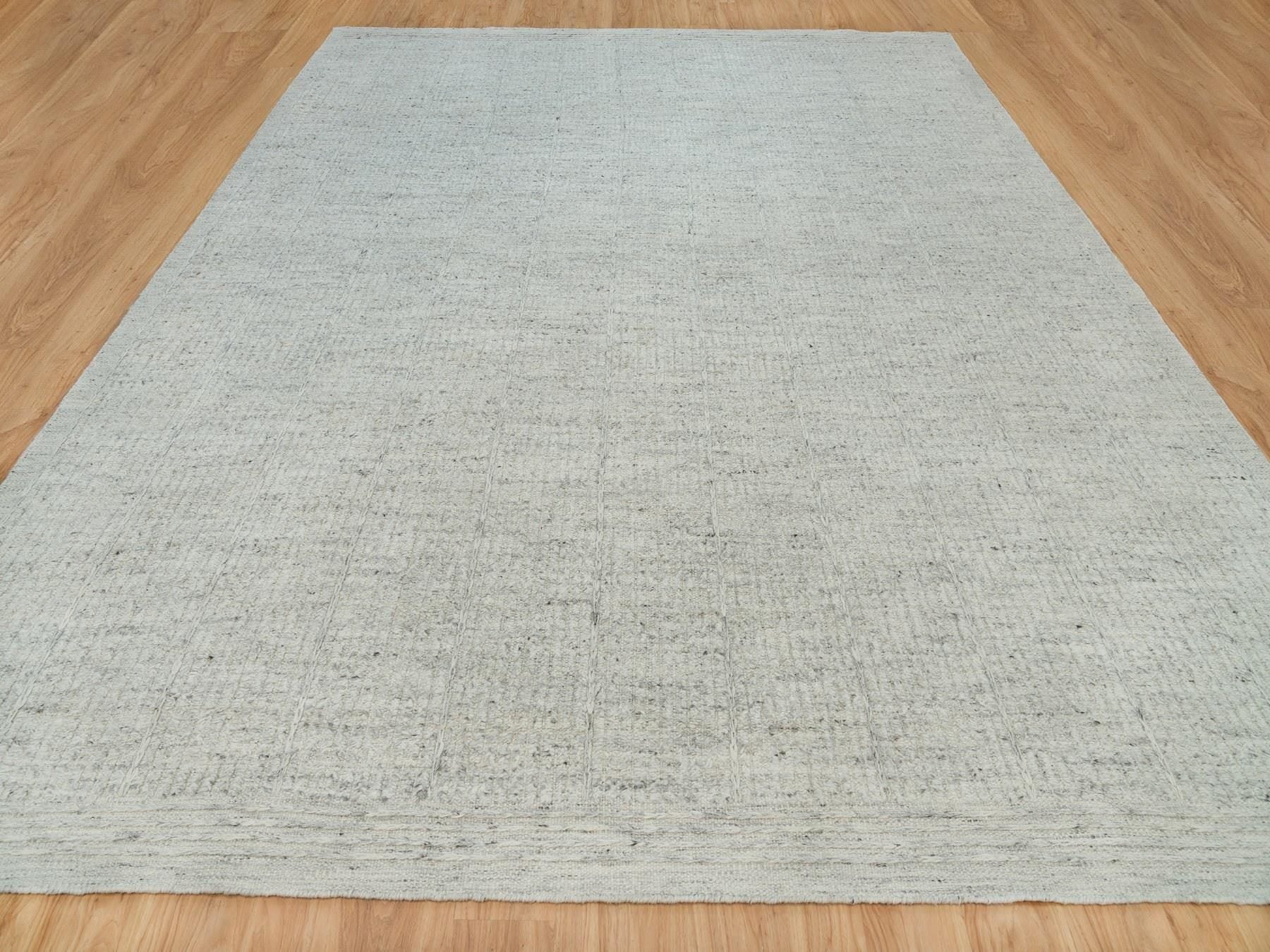 Flat-Weave hand-knotted wool rug in Gray, 12' x 14'10" — SKU O090120 (view 2)