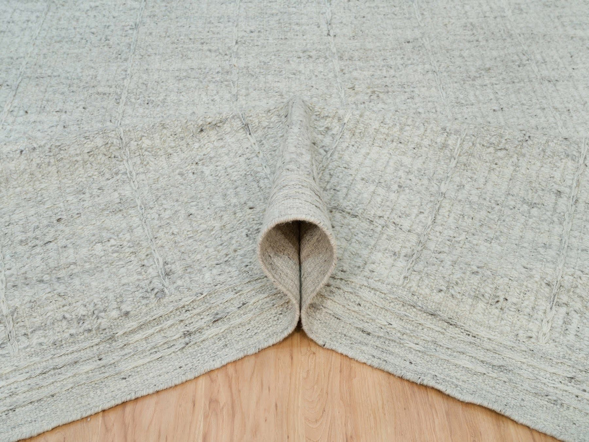Flat-Weave hand-knotted wool rug in Gray, 12' x 14'10" — SKU O090120 (view 5)