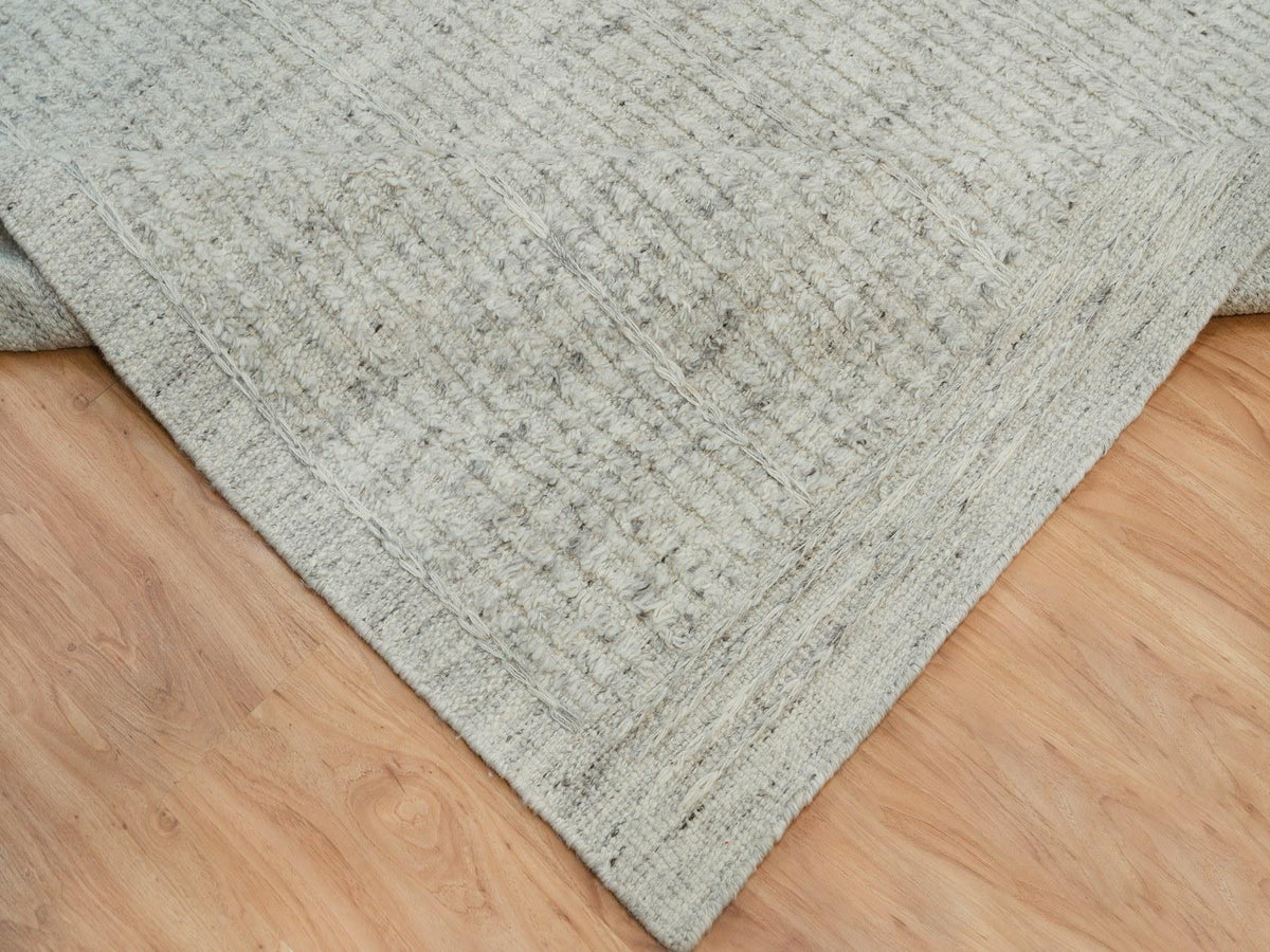 Flat-Weave hand-knotted wool rug in Gray, 12' x 14'10" — SKU O090120 (view 6)