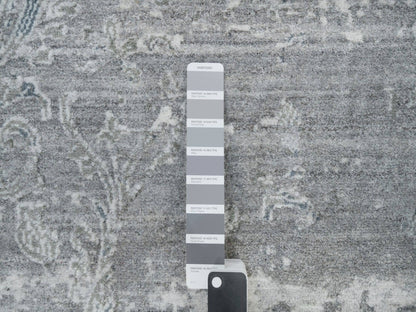 Transitional hand-knotted wool/plant based silk rug in Gray, 8'9" x 11'10" — SKU O090133 (view 7)