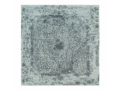 Transitional hand-knotted wool/silk rug in Gray, 9'10" x 10'1" — SKU O090134