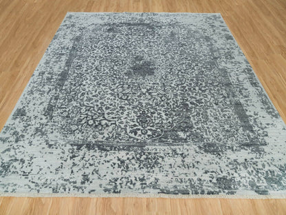 Transitional hand-knotted wool/silk rug in Gray, 9'10" x 10'1" — SKU O090134 (view 2)
