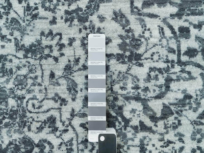 Transitional hand-knotted wool/silk rug in Gray, 9'10" x 10'1" — SKU O090134 (view 7)