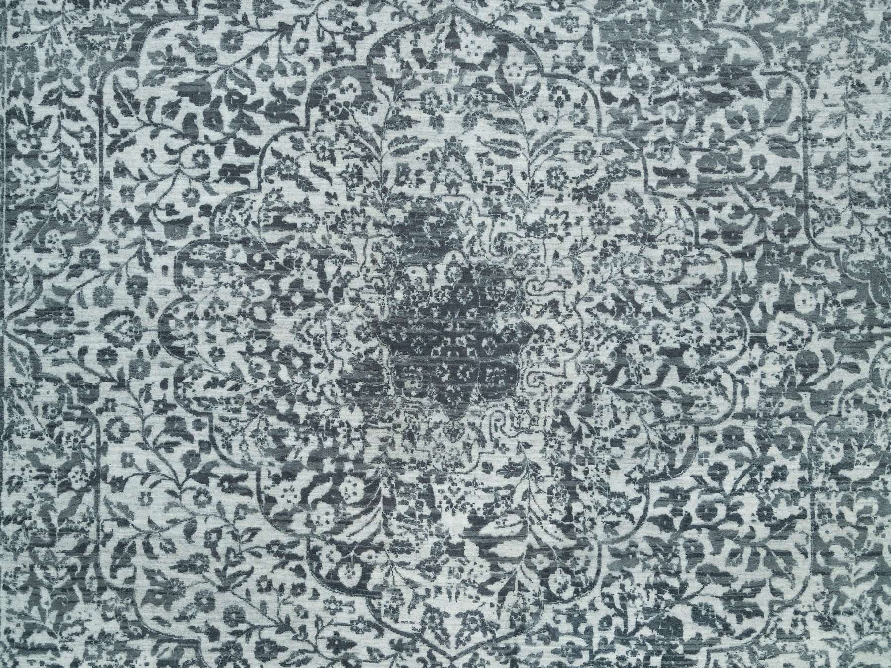 Transitional hand-knotted wool/silk rug in Gray, 9'10" x 10'1" — SKU O090134 (view 8)