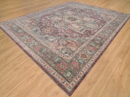 Red 13'10" x 17'9" Tribal Hand knotted Wool Rug - Sku: O090137