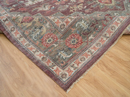 Red 13'10" x 17'9" Tribal Hand knotted Wool Rug - Sku: O090137