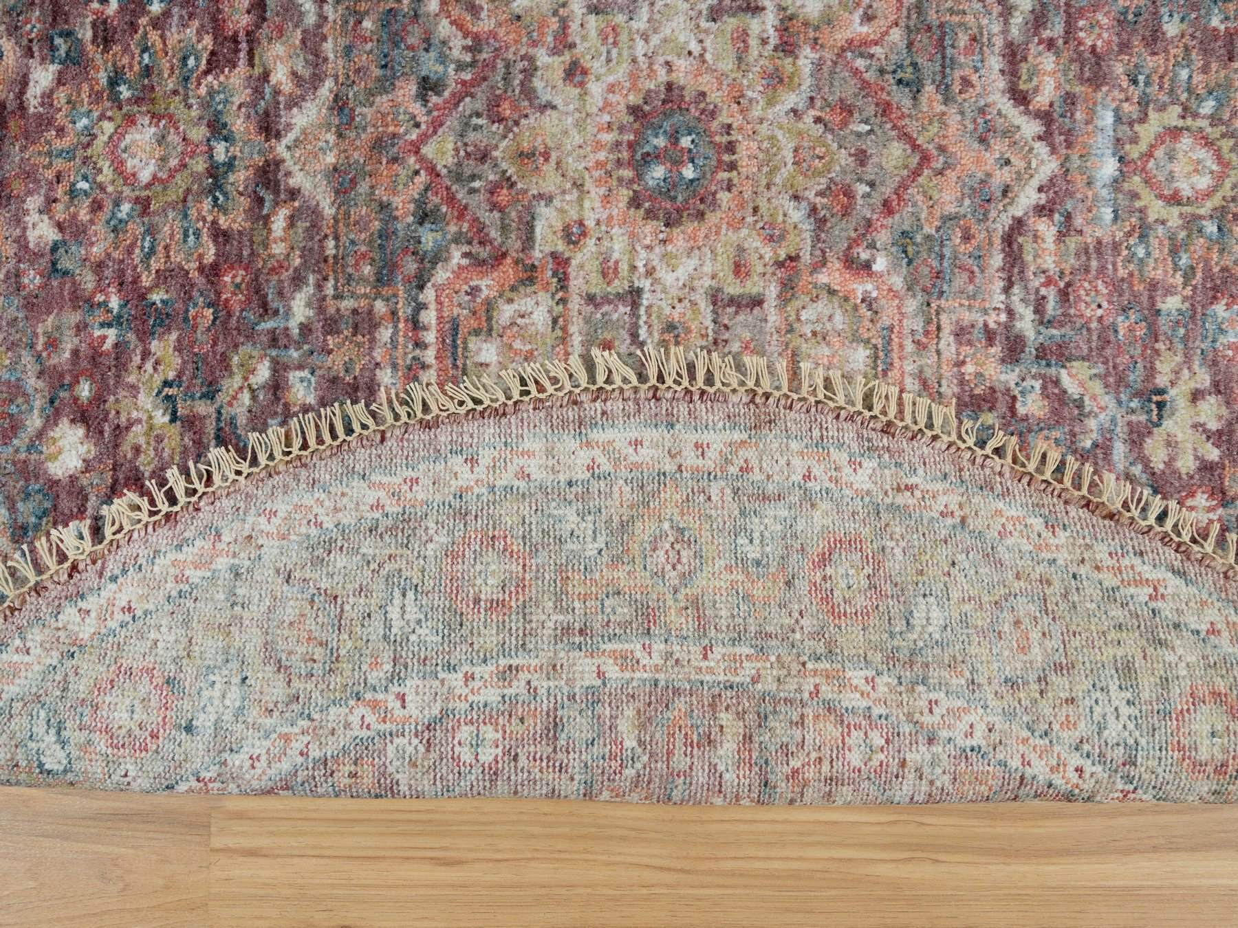 Heriz Tribal & Geometric hand-knotted wool rug in Red & Gray, 5' x 5' — SKU O090142 (view 3)