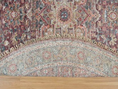 Heriz Tribal & Geometric hand-knotted wool rug in Red & Gray, 5' x 5' — SKU O090142 (view 3)