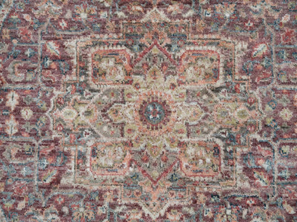 Heriz Tribal & Geometric hand-knotted wool rug in Red & Gray, 5' x 5' — SKU O090142 (view 5)