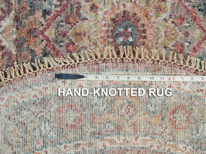 Heriz Tribal & Geometric hand-knotted wool rug in Red & Gray, 5' x 5' — SKU O090142 (view 8)