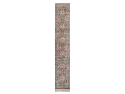 Heriz Tribal & Geometric hand-knotted wool runner in Red & Gray, 2'6" x 19'8" — SKU O090143