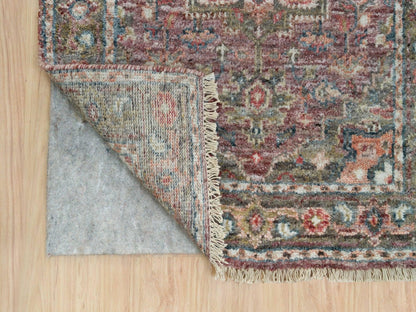 Heriz Tribal & Geometric hand-knotted wool runner in Red & Gray, 2'6" x 19'8" — SKU O090143 (view 3)