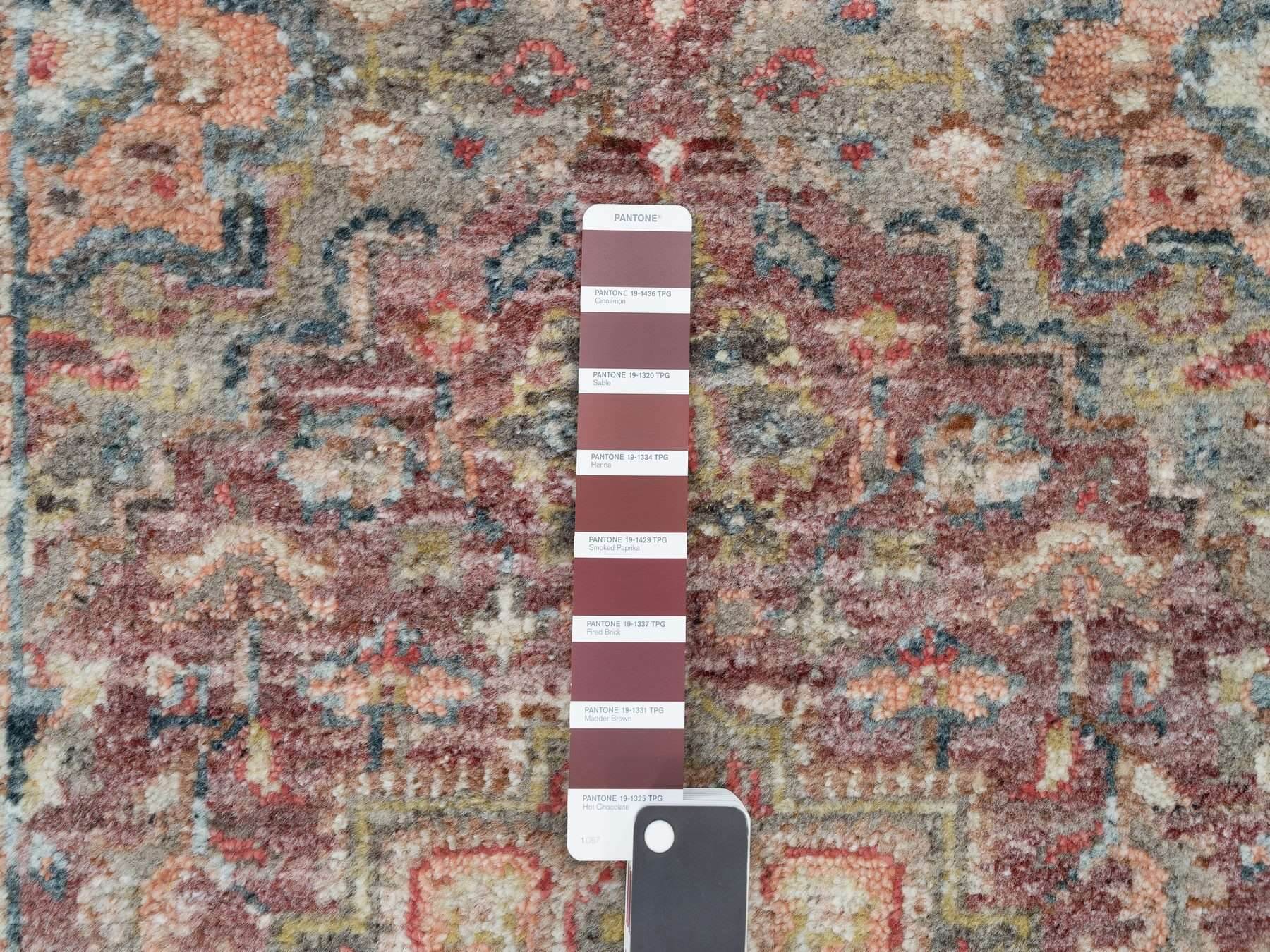 Heriz Tribal & Geometric hand-knotted wool runner in Red & Gray, 2'6" x 19'8" — SKU O090143 (view 4)