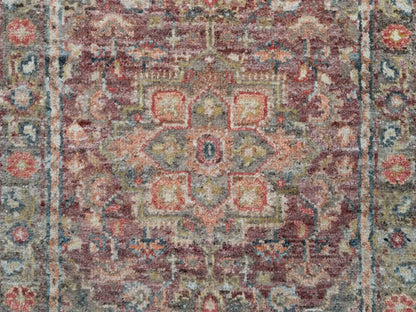 Heriz Tribal & Geometric hand-knotted wool runner in Red & Gray, 2'6" x 19'8" — SKU O090143 (view 5)