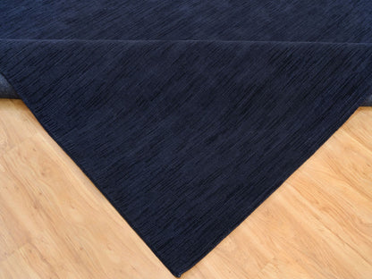 Blue 9'0" x 12'0" Modern and Contemporary Handloom Wool/Silk Rug - Sku: O090153
